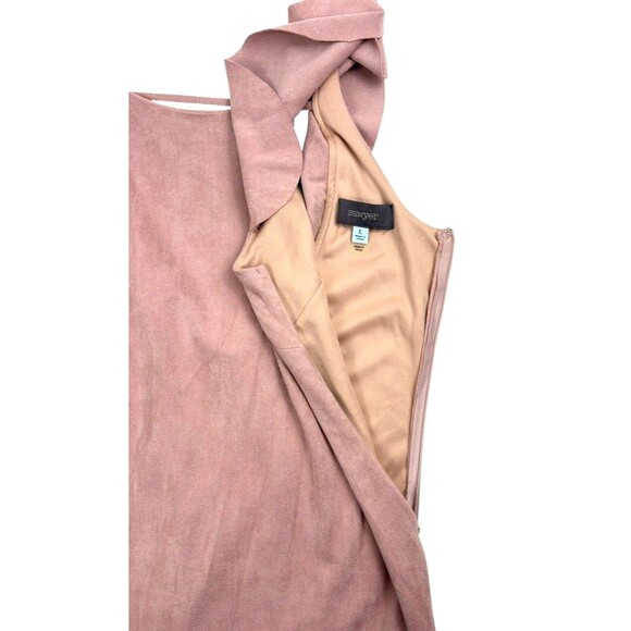 NWT Faux Suede Low-Back Ruffle Shift Dress Blush Pink Sexy Coquette Y2K Sawyer L - Picture 4 of 13